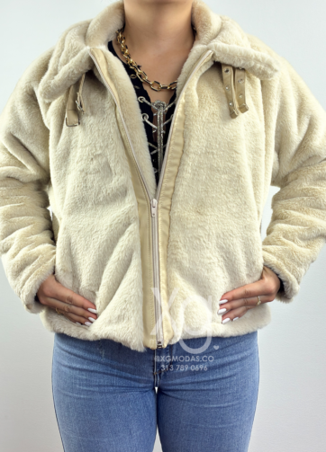 Chaqueta Peluche Beige