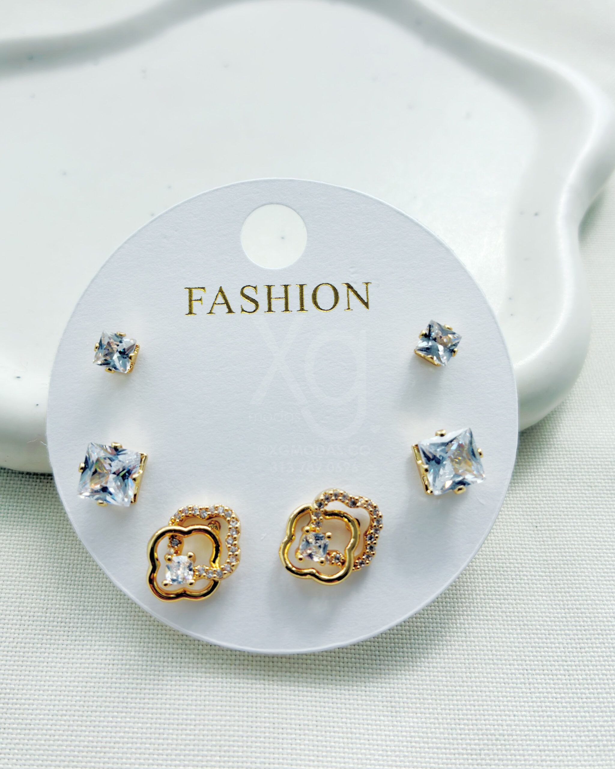 Set de aretes Geometric Blossom